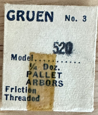 GENUINE GRUEN EB714 CAL520   1/4 DOZEN PALLET ARBOR JEWELER WATCH REPAIR WP4