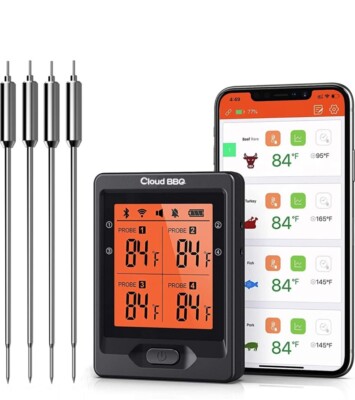 500FT Wireless Meat Thermometer, Smart Rechargeable BBQ Thermometer with Four Pr