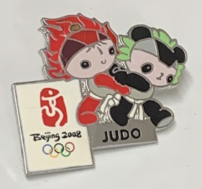 Beijing 2008 Olympic Judo Pin Souvenir Trading Lapel Pin w/ Mascots
