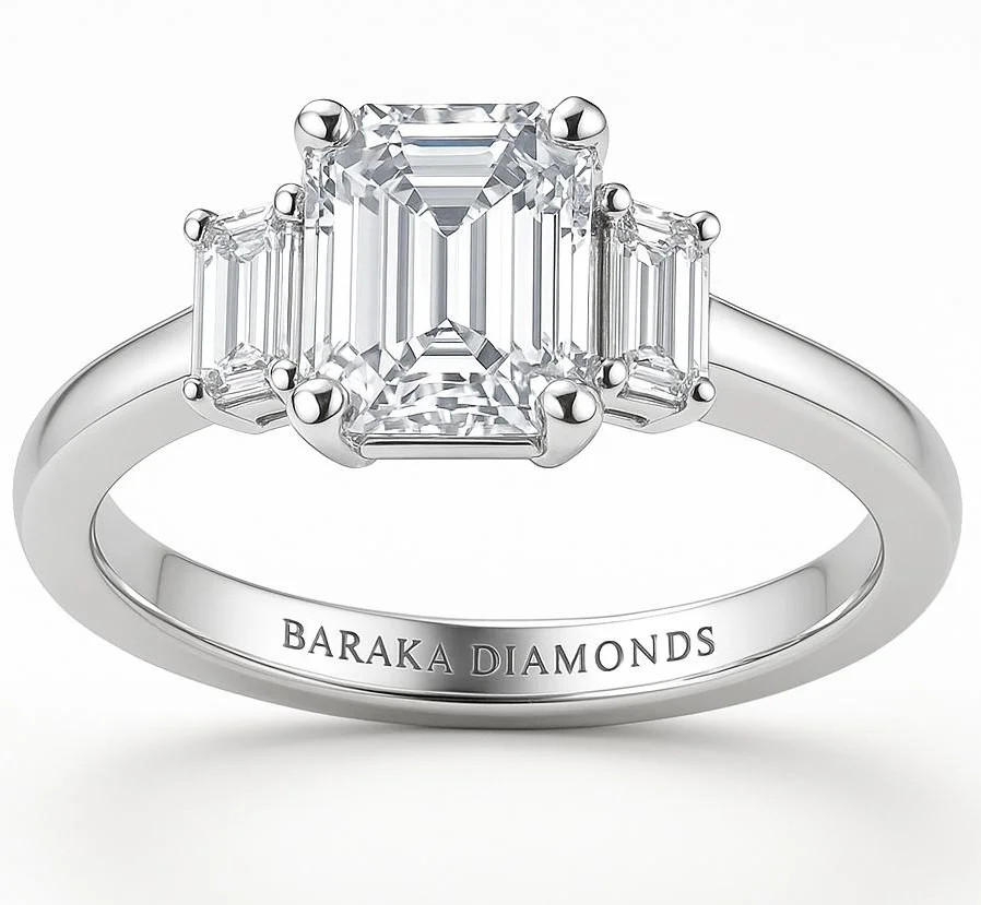 3 CT Three-Stone Certified Diamond Engagement Ring in 18K White Gold