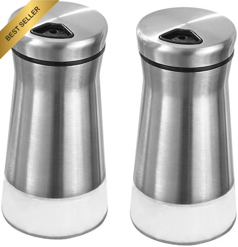 Salt and Pepper Shakers - Spice Dispenser with Adjustable Pour Holes - Stainless