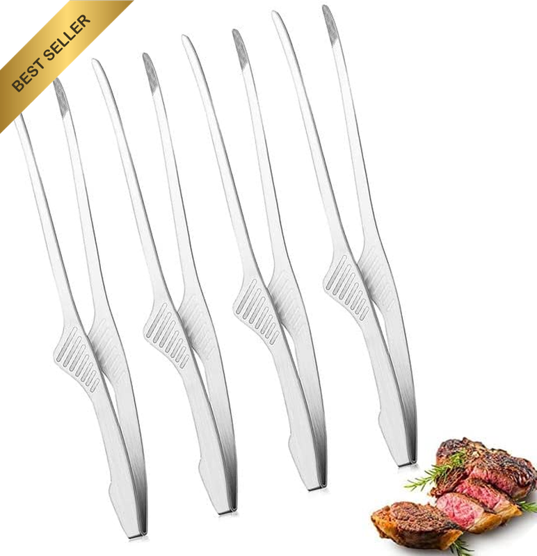4 Pack Kitchen Tongs 24CM Stainless Steel BBQ Korean Japanese Non-Slip Tongs