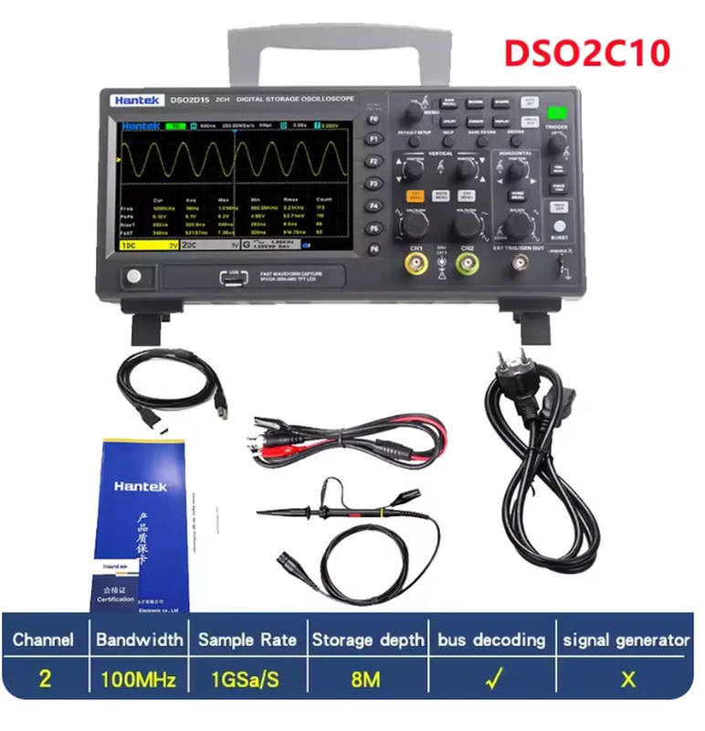 Hantek DSO2D15 Digital Oscilloscope DSO2C10 2D10 2 Channels 150MHz Osciloscópio