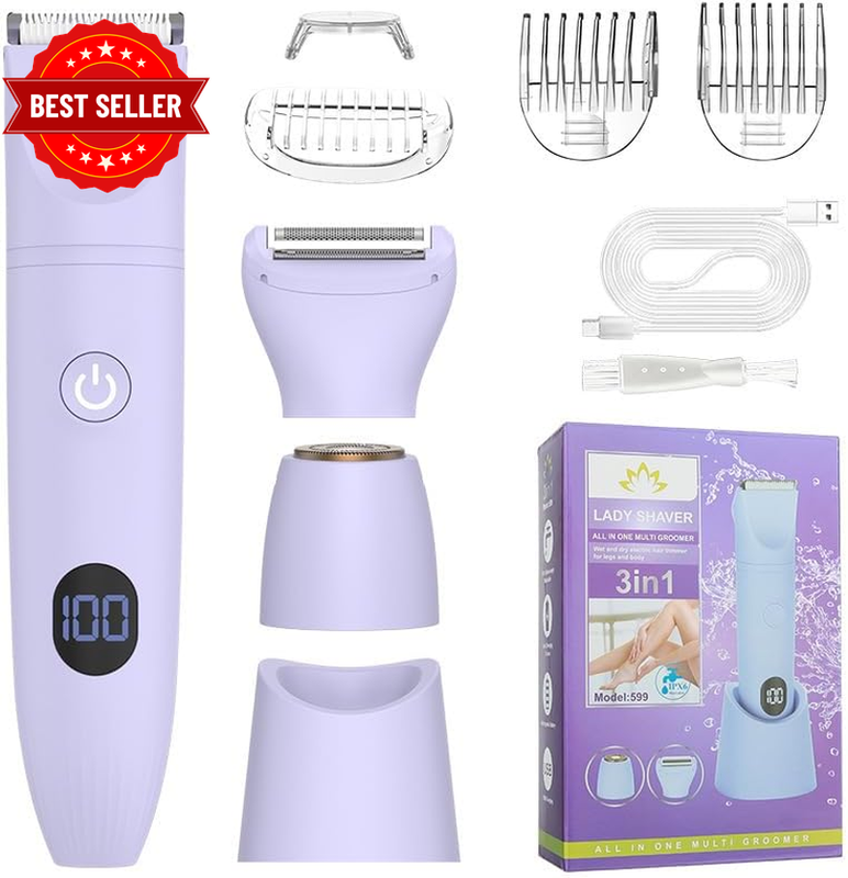 3-In-1 Bikini Trimmer for Women, Waterproof Electric Shaver for Women-Rechargeab