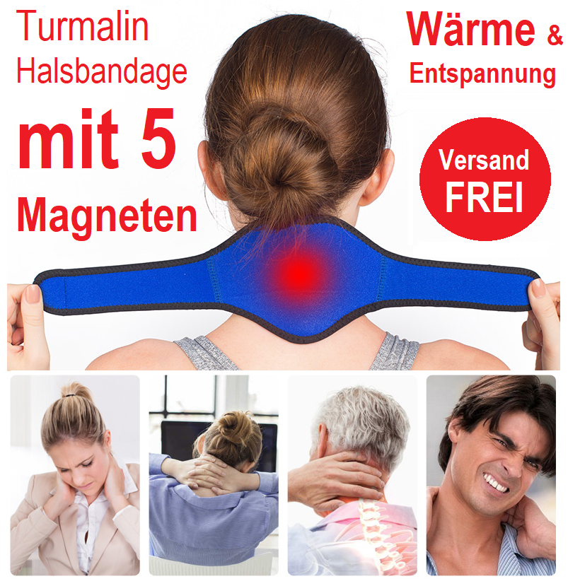 Nackenbandage Nackenwärmer Turmalin mit 5 Magneten Halsbandage Nackenstütze  