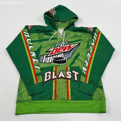 Mountain Dew Blast Hockey Green Pullover Kangaroo Pockets Hoodie Youth Sz Medium