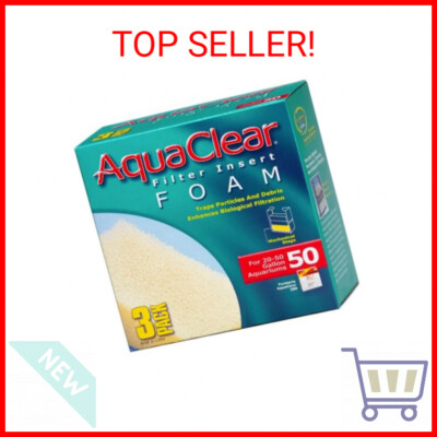 AquaClear 50 Foam Filter Inserts, Aquarium Filter Replacement Media, 3 Count (Pa