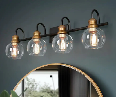 Black and brass vanity light deals