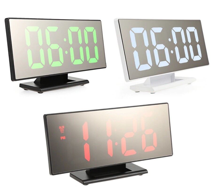 Orologio Sveglia Datario Ds-3618L Specchio Termometro Digitale Da Tavolo Lcd sus