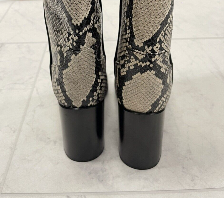 Pre-owned Rag & Bone $1,200  Aslen Tall Leather Boot In Snake Print Size:36.5 (us 6.5) In Black/white