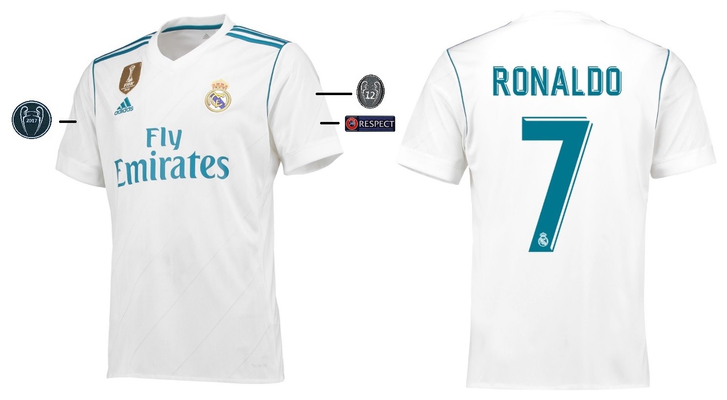 Trikot Adidas Real Madrid 2017-2018 Home UCL - Ronaldo 7 I