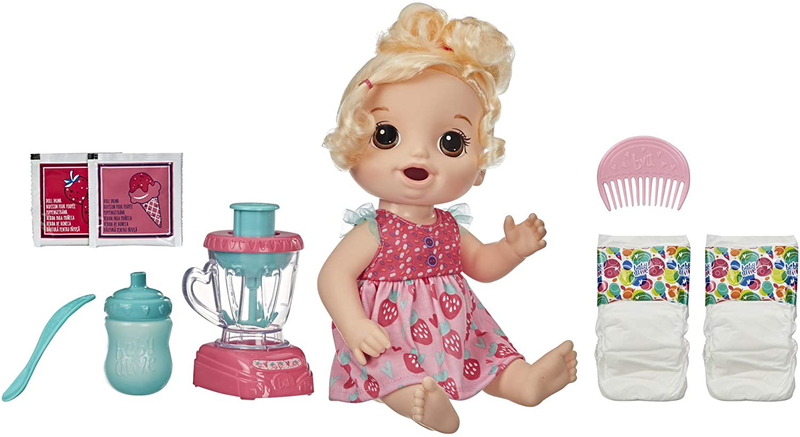Baby Alive Magical Mixer Baby Doll Strawberry Shake with Blender Accessories, Dr