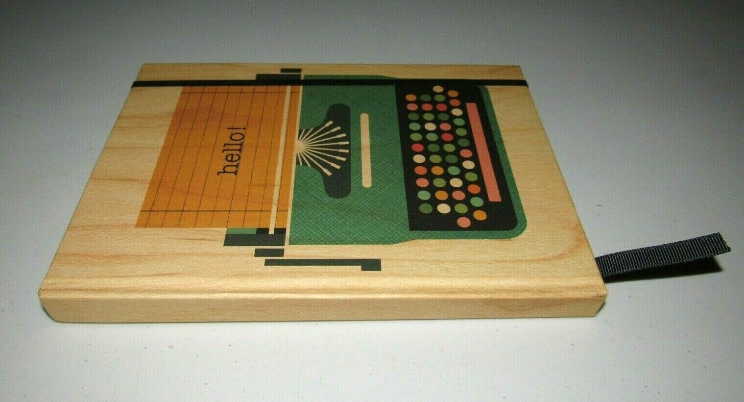 PETIT COLLAGE TAN WOOD-GRAIN RETRO TYPEWRITER HARDCOVER WRITING JOURNAL