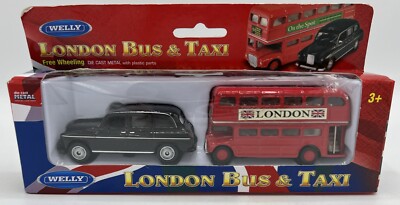 Welly Diecast 9930-2G 1:87 London Bus & 1:24 Taxi Pull Back & Go Action