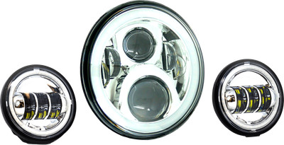 LECTRIC LIGHTING CO 7'' LED Headlight w/ Pass Lamps Chrome Halo LLC-ILHK-7CH