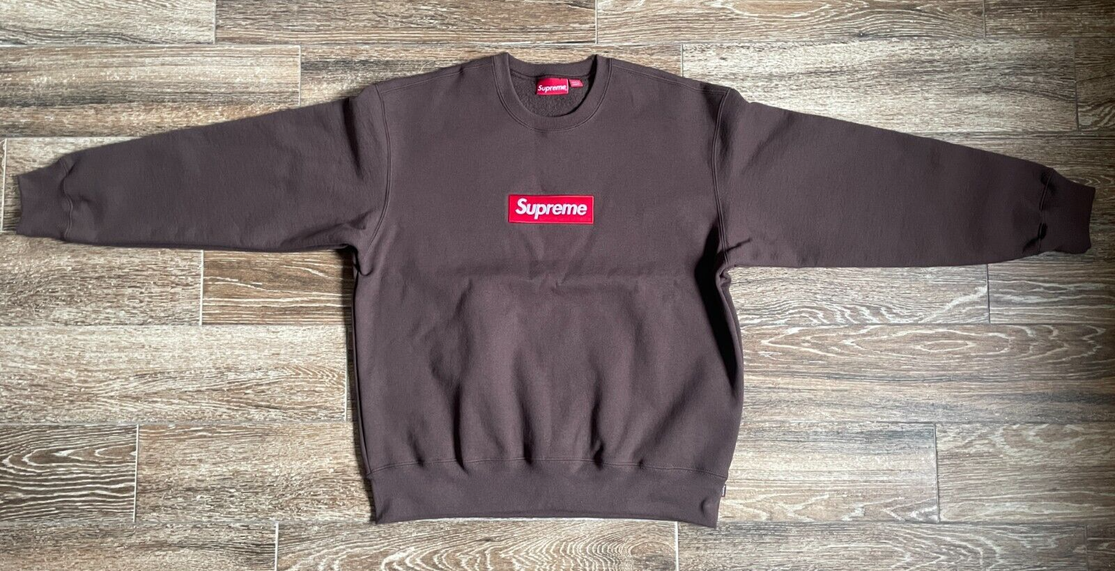 Supreme Box Logo Crewneck Brown Large