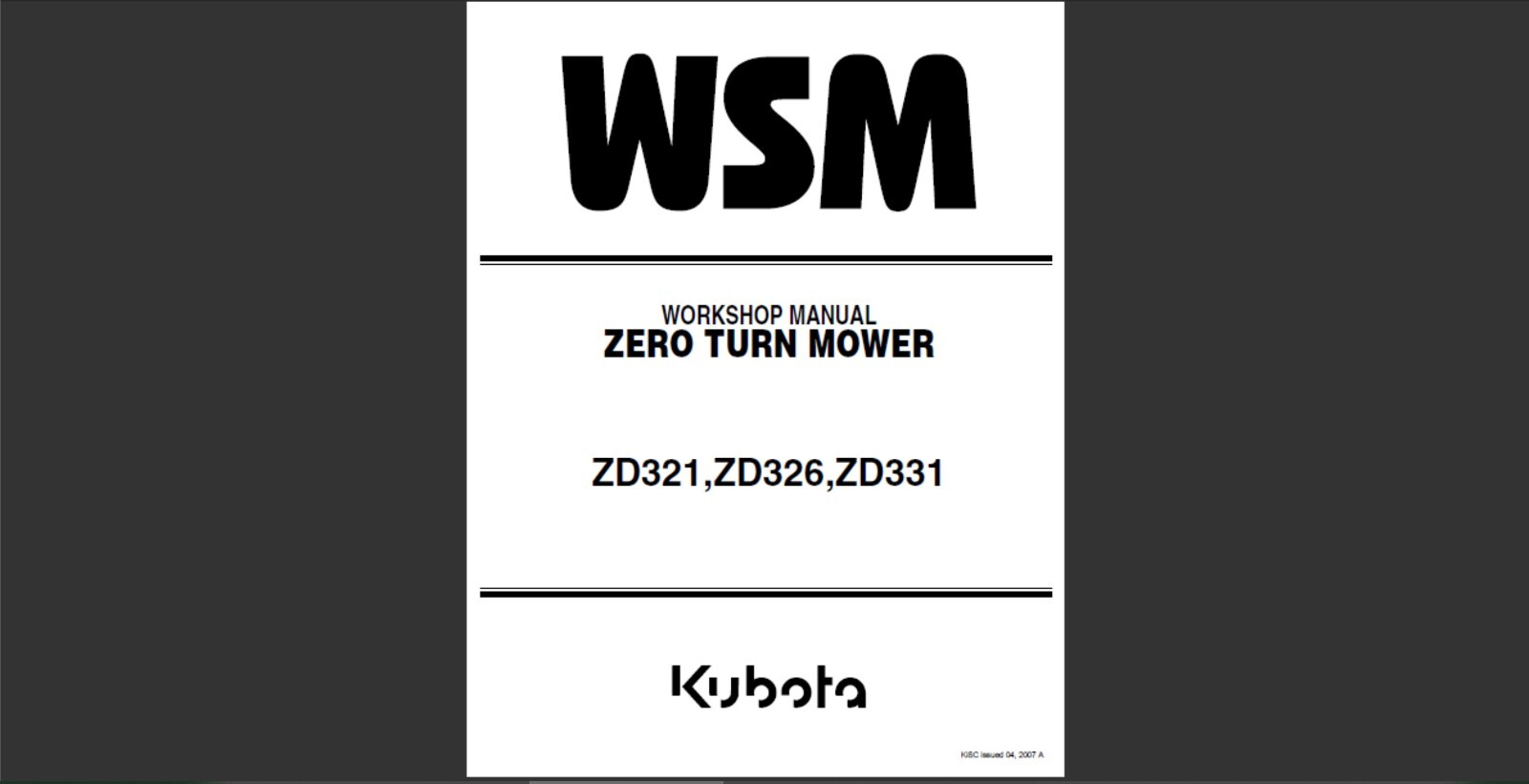 Kubota WSM ワークショップマニュアル ER320, ER323 Kubota WSM ワークショップマニュアル ER320, ER323 Kubota WSM