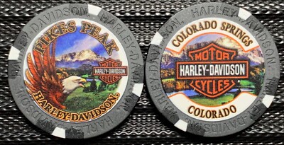 Pikes Peak Harley-Davidson  in Colorado Springs, CO Collector Poker Chip Gray/Bl