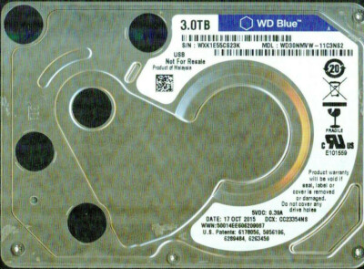 WD30NMVW-11C3NS2,  WESTERN DIGITAL USB3 3TB  OCT 2015