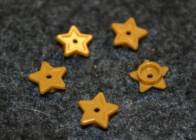 5 ~ 1x1 Gold Star Shaped Tile / Flower Bricks ~ Lego ~ NEW
