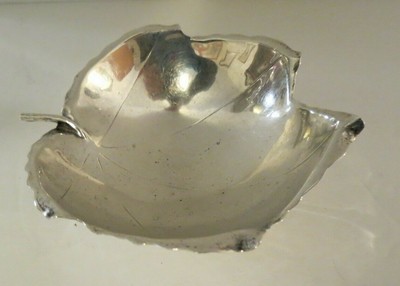 1950s Hand Made Sterling Silver Maple Leaf Bowl Ball Feet by Alfredo Sciarrotta