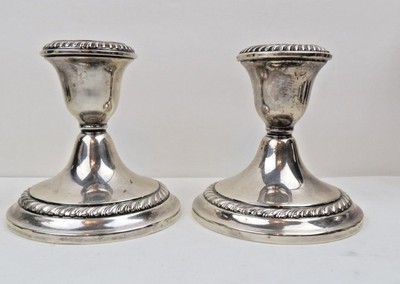 GORHAM Sterling Silver Candlesticks Candle Holders Gadrooned Border Decor #667