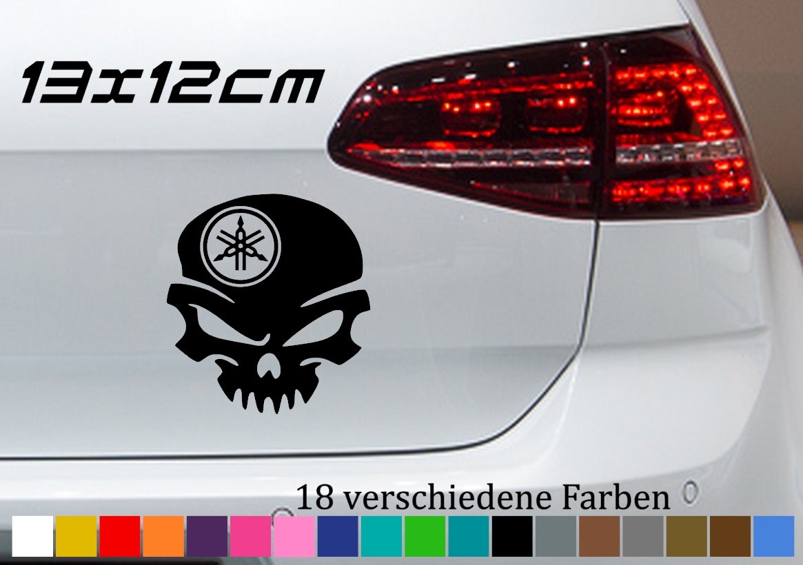 YAMAHA Aufkleber 13x12xcm Totenschädel Tuning Auto Sticker Car Skin Wunschfarbe