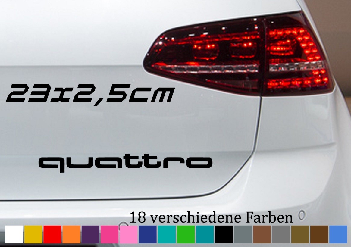 QUATTRO Schriftzug 23x2,5cm AUDI Q5 B3 B2 Aufkleber Autoaufkleber Sticker LOGO