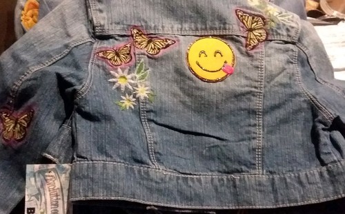 Custom Peppa Pig Patch Embroid Distressed Girls Crop Jean Jacket no 2 alike