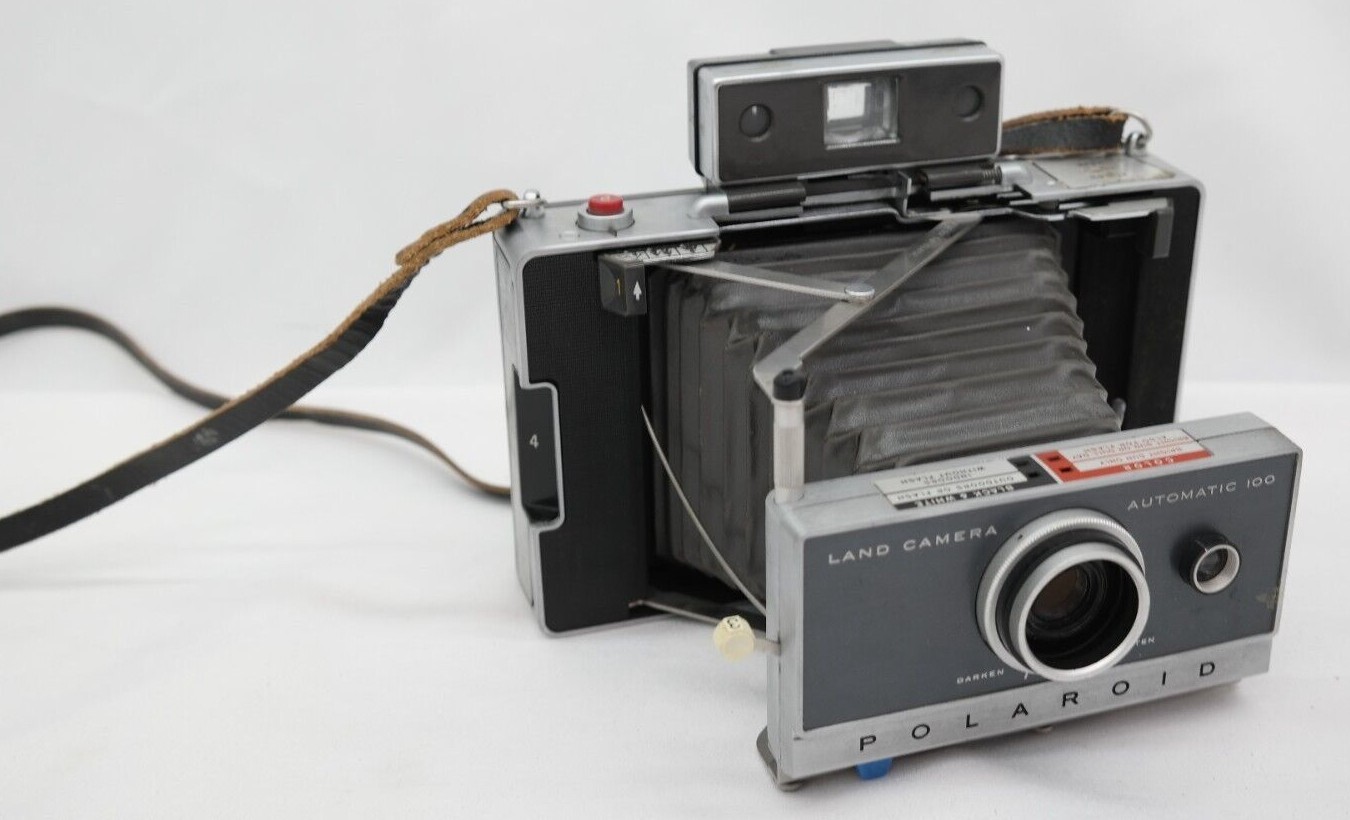 Vintage Polaroid Land Camera Automatic 100 with Leather