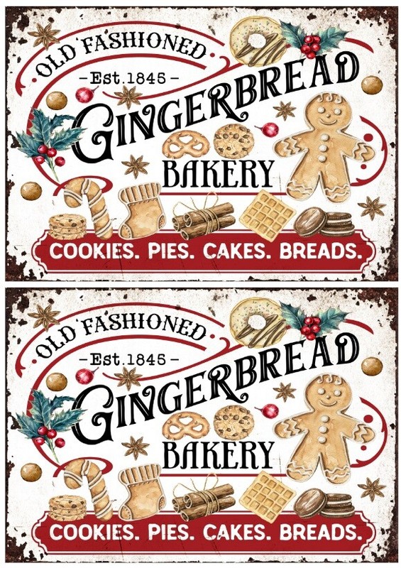 Decoupage-Bastelpapier-Softpapier-Vintage-Weihnachten-Lebkuchen-13363