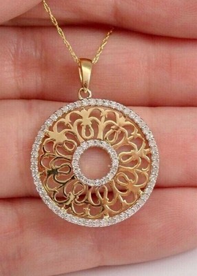 1.20 Ct Round Lab-Created Moissanite Women's Pendant 14K Yellow Gold Plated