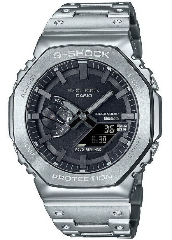 Pre-owned Casio G-shock Gmb2100d-1a Bluetooth Solar Powered Full Metal Silver Watch