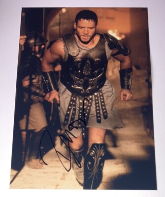 SIGNED RUSSELL CROWE 12x8 GLADIATOR PHOTO RARE AUTHENTIC PROOF RIDLEY SCOTT