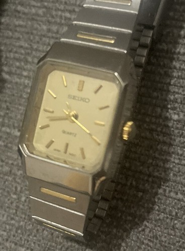Seiko Watch Women Brushed Silver Tone Rectangle Adjustable