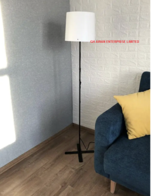 IKEA BARLAST Tall Standing Floor Lamp Black /White Steel Soft Shade Decor 150 cm