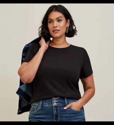 Torrid Signature Everyday Crew Neck Jersey Tee Classic Fit Black Top Size 5X 5