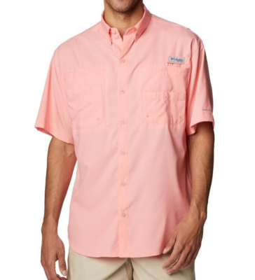 NEW Columbia Tamiami Short Sleeve PFG Sorbet Pink Salmon fishing Shirt  Men's M