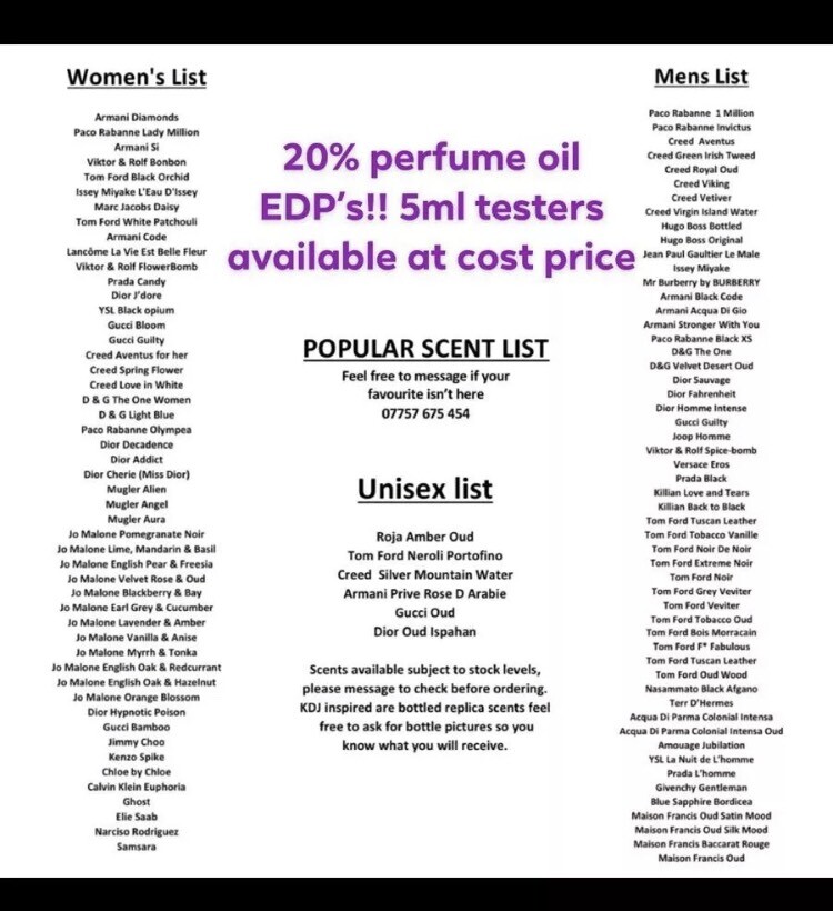 Kdj inspired perfumes (any perfume available) | in Bolton ...