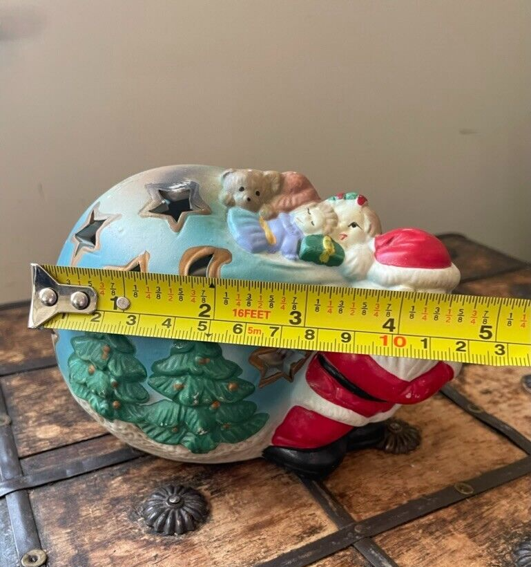 Vintage Santa Claus with Presents Tea Light Votive Candle Holder