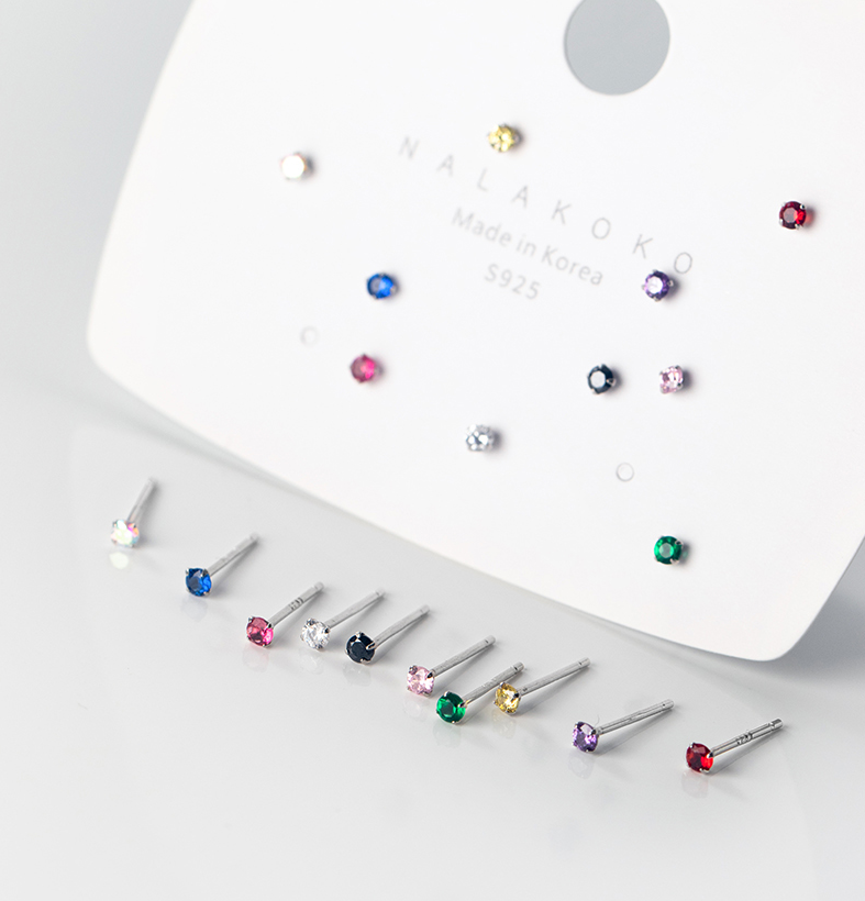 GENUINE SOLID 925 STERLING SILVER CZ STUD EARRINGS 2mm TINY WOMEN GIRL