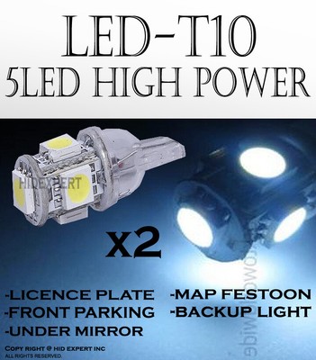 4pc T10 White 5 LED 5050 Chips Fit Glove Box Light Bulb Plug & Play Install Q192