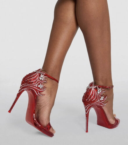 Christian Louboutin Loubi Vega Red 120mm Crystal Embellished Christian Louboutin Loubi Vega Red 120mm Crystal Embellished