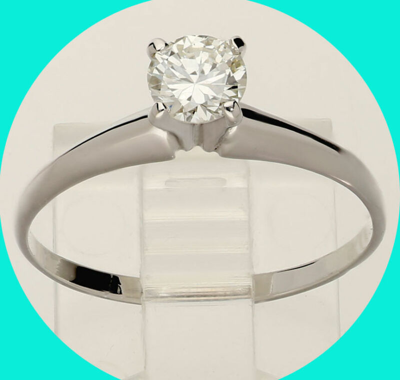 .50ct H Vvs Diamond Solitaire Engagement Ring 14k White Gold Round Brilliant