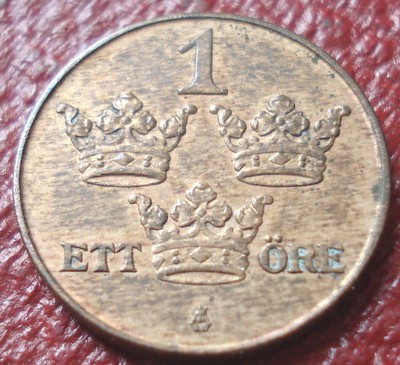 1910 SWEDEN 1 ORE IN UNCIRCULATED CONDITION