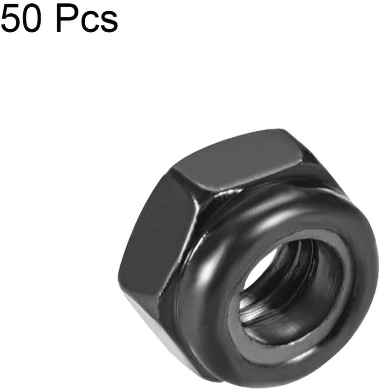 Hex Lock Nuts - M5 x 0.8mm Carbon Steel Nylon Insert Self-Locking Nuts for Faste