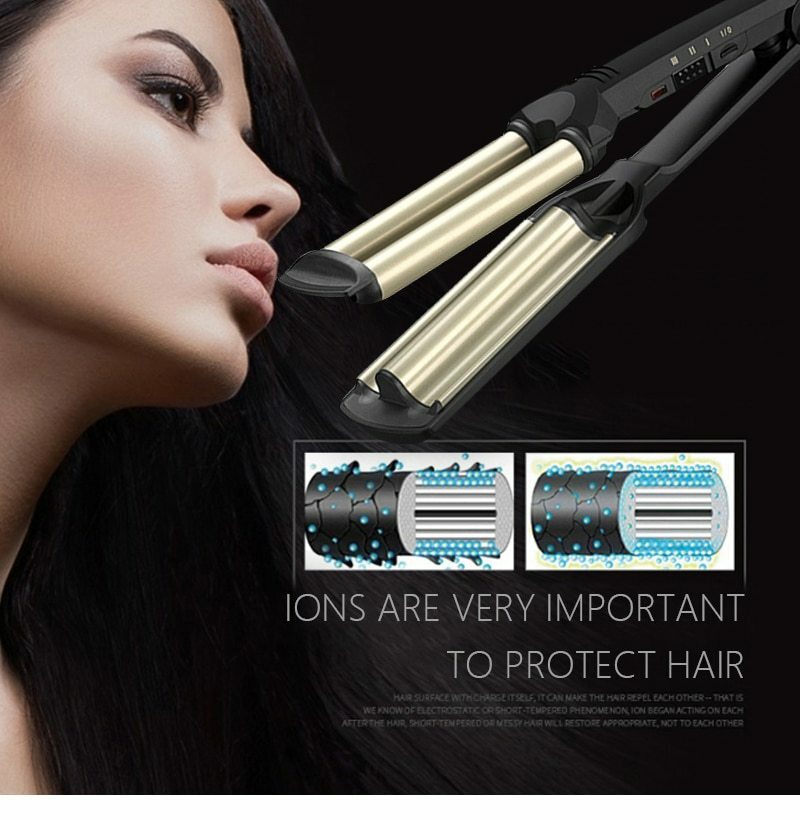Professional Curling Iron Ceramic Triple Barrel Hair Styler Hair