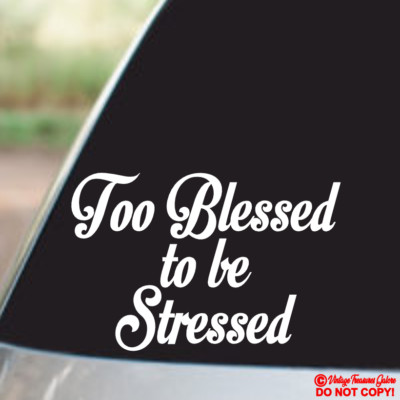 TOO BLESSED TO BE STRESSED Vinyl Decal Sticker Car Truck Window Wall Bumper JDM