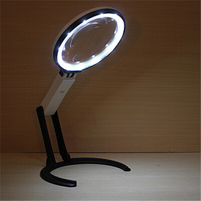 10 LED Lupenleuchte Tischlupe Lupe Lupenleuchte 2 LED 6X Vergrößerungsglas WER