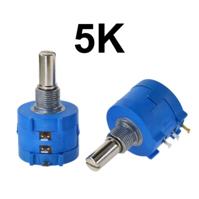 10-Turn Rotary Potentiometer Variable Dial Resistor Precision Multiturn Blue 1/4